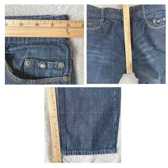 MECCA 90s Y2K Straight Leg Jeans Men 36x34 (36x33) Dark Wash Blue Denim Slim Fit - Picture 10 of 11